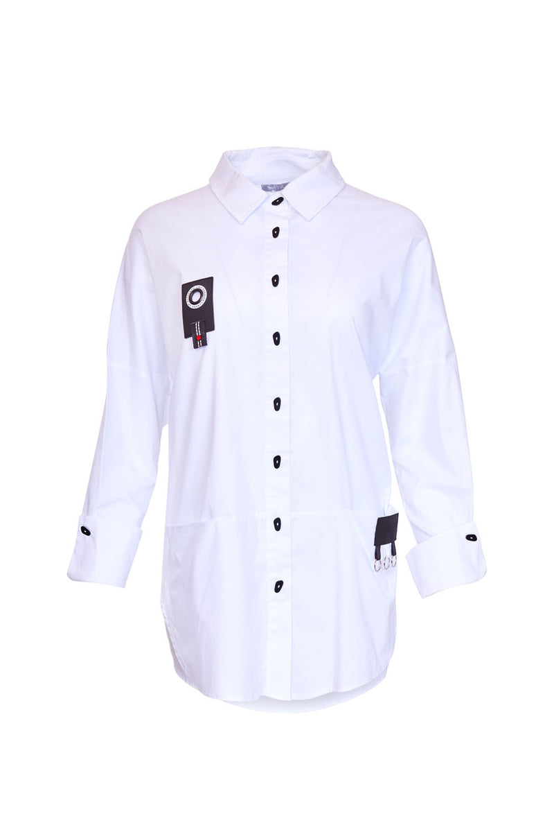 Shirt With Ring Trim - White