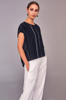 Short Sleeve Top - Black/white