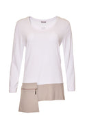 Top With Trim Pocket - White/stone