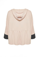 Contrast Cuff Hoodie - Black/stone