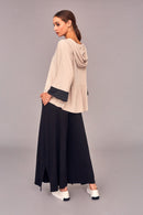 Contrast Cuff Hoodie - Black/stone