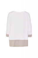 Contrast Hem Top - White/stone