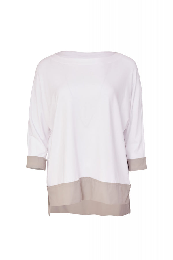 Contrast Hem Top - White/stone