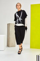 High Neck Placement Print Top - Black/white