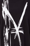 High Neck Placement Print Top - Black/white