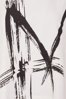 High Neck Placement Print Top - Cream/black