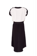 2 Tone V Neck Dress - Black/cream