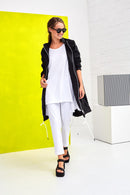 Print Back Coat - Black/white