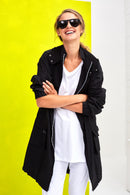 Print Back Coat - Black/white