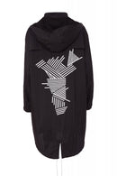 Print Back Coat - Black/white