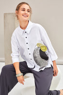 Placement Print Shirt - White/black