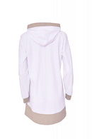 Contrast Panels Hoodie - White/stone