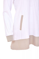 Contrast Panels Hoodie - White/stone