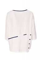 Angle Hem Top - White/french Blue