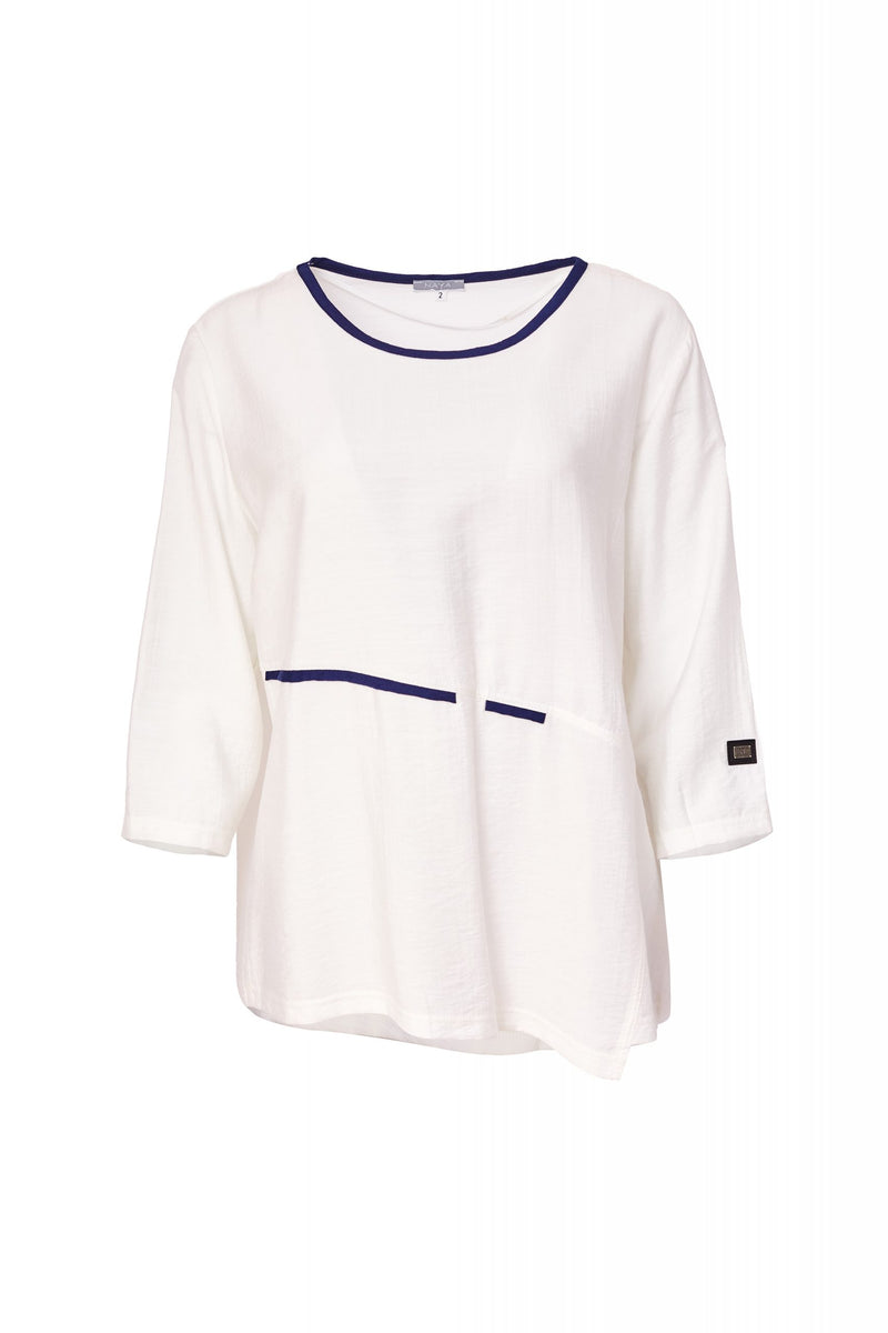 Angle Hem Top - White/french Blue