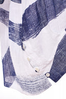 Curved Hem Top - French Blue/white