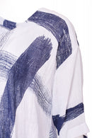 Curved Hem Top - French Blue/white