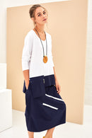 Conrtrast Zip Pocket Top - French Blue/white