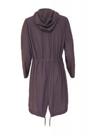 Contrast Zip Mac Coat - Charcoal