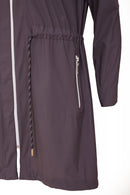 Contrast Zip Mac Coat - Charcoal