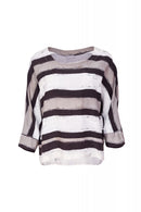 Stripe Round Neck Top - Black/grey