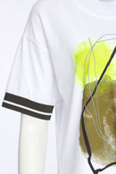 Placement Print T-Shirt - White/Khaki