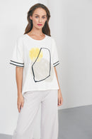 Placement Print T-Shirt - White/Lemon