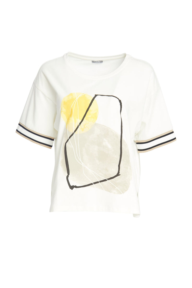 Placement Print T-Shirt - White/Lemon