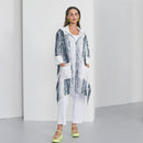 Contrast Neck Print Jacket - White/Black