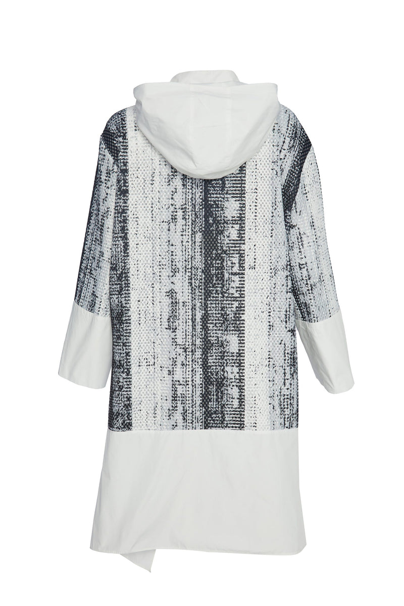 Contrast Neck Print Jacket - White/Black