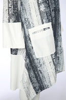 Contrast Neck Print Jacket - White/Black