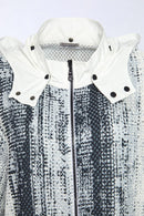 Contrast Neck Print Jacket - White/Black