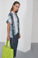 Drawstring Stripe Top - White/Black