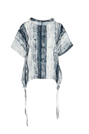 Drawstring Stripe Top - White/Black