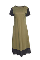 Contrast Hem Dress - Green