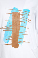 Placement Print Top - Vivid Blue