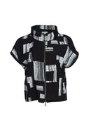 High Neck Print Jacket - Black/White