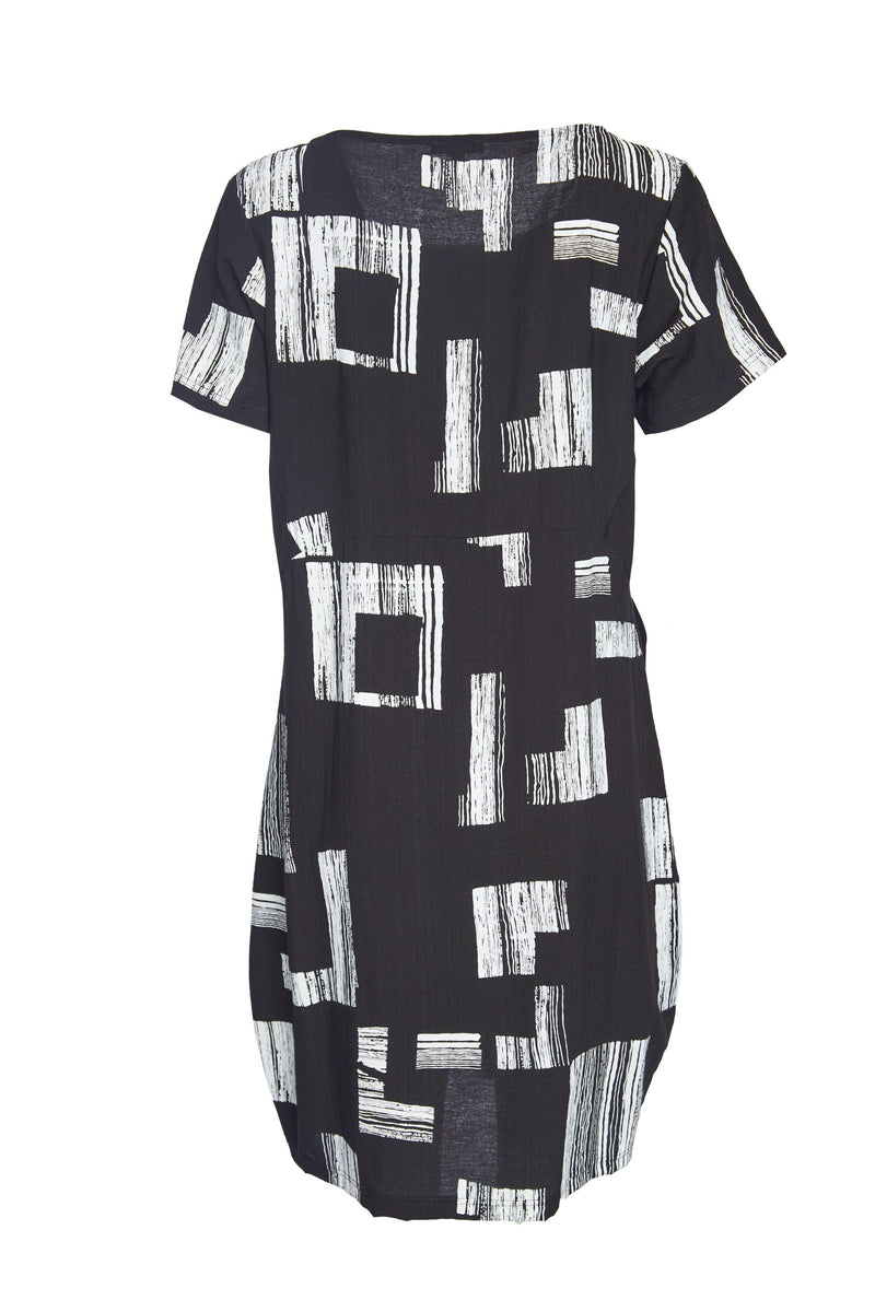 Block Print Dress - Black/White
