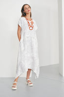 Dipped Hem Print Dress - Stone