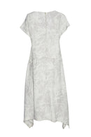 Dipped Hem Print Dress - Stone