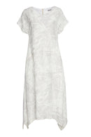 Dipped Hem Print Dress - Stone