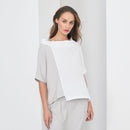 Crinkle High Neck Top - Stone