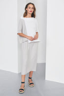 Crinkle High Neck Top - Stone