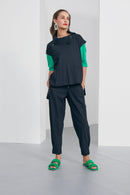 Zip Detail Cuff Trouser - Navy