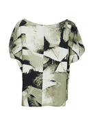Square Print Top - Black/Green
