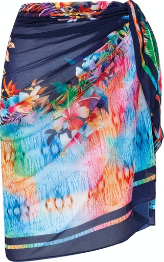 Sarong Wrap Around Skirt - Blue/orange/red