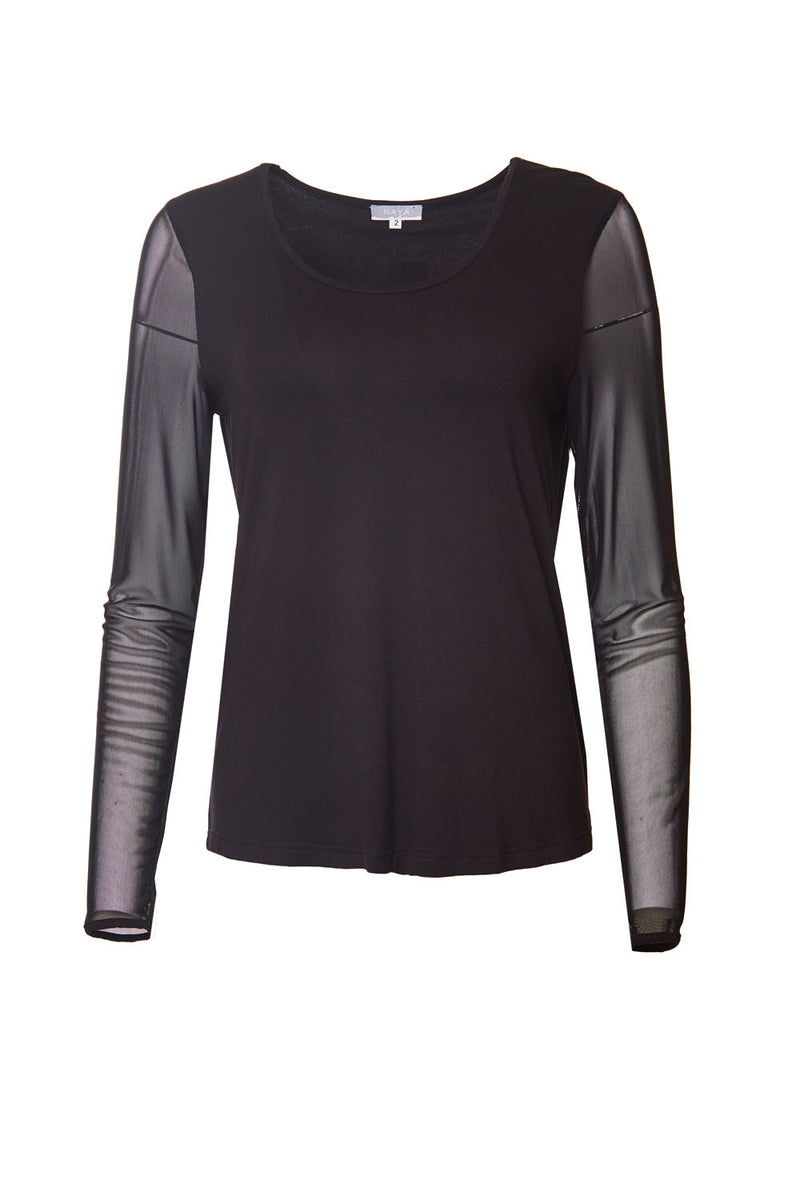 Mesh Sleeve Top - Black