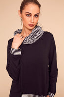 Striped Hemline Top - Black/grey