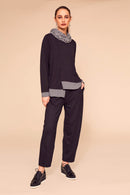 Striped Hemline Top - Black/grey