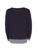 Striped Hemline Top - Black/grey